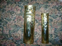 BEAUTIFUL SOLID BRASS SIGNED HAMMERED VASES