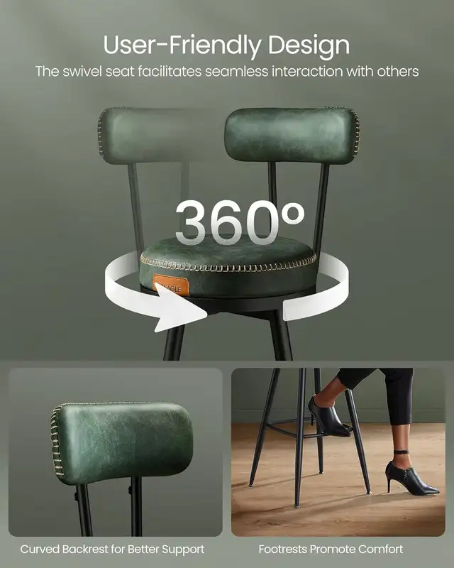 Swivel Counter Bar Stools with Backs, Synthetic Leather with Sti in Chairs & Recliners in Markham / York Region - Image 9