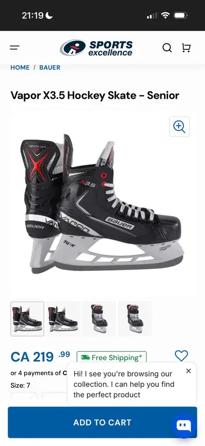 Bauer Vapor X3.5 senior hockey skates in black. Lightspeed Pro II holders. Size 7 skates. Bought 4ye...