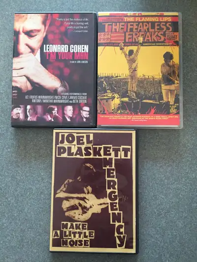 Music DVDs EUC Leonard Cohen The Flaming Lips Joel Plaskett, View more