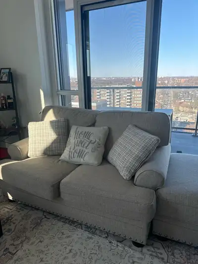 Stylish Semi-New Loveseat + Sofa Set (From Leon’s), View more