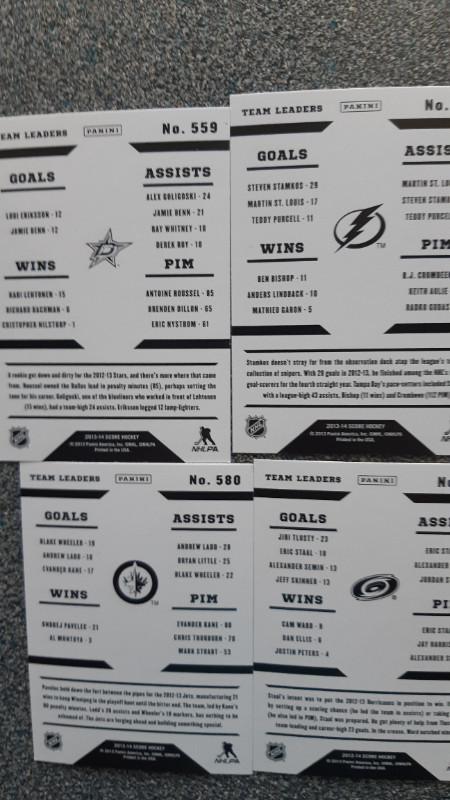 2013-14 Score 16 carte hockey meneur d'équipe bordure blanche dans Art et objets de collection  à Lévis - Image 3