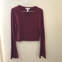Red Crop Top Knit Sweater