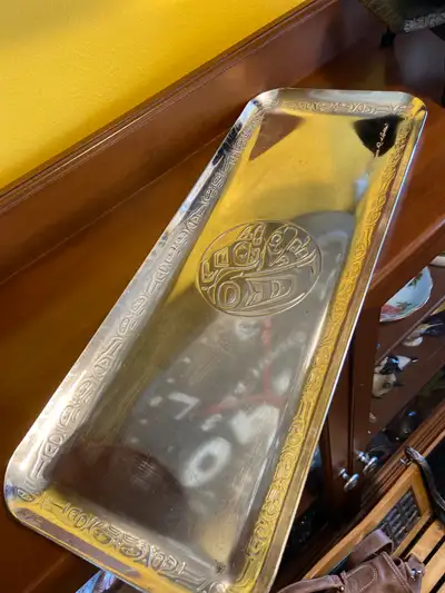 Clarence Wells Artist Haida Nation Silver Plate Tray Art Native, View more