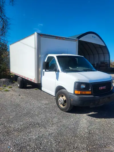 16' aluminum box, roll up door, slide out ramp, 6.0l V8, new rad just this week, needs muffler and t...