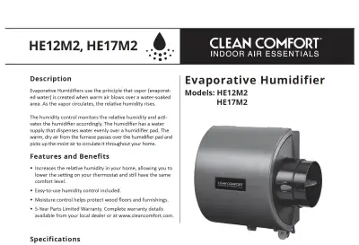 Goodman Clean Comfort HE12M2 Bypass Humidifier, View more