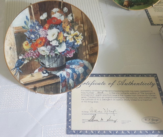 W. F. China Plates Flowers From Grandma's Garden Series Arts