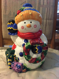Snowman Cookie Jar and Bowls