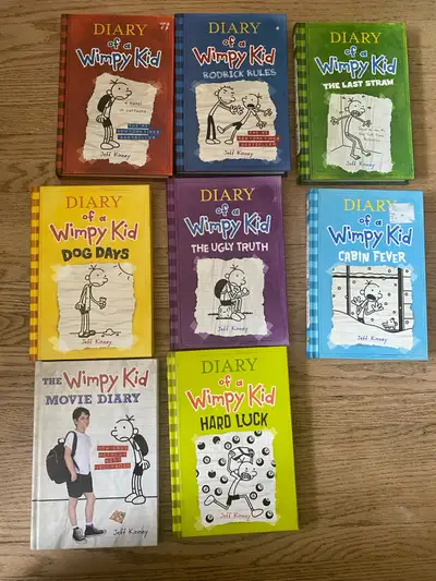 Diary of a wimpy kid hard cover books 1-6, 8 and the movie book., View more