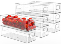 Set of 8 Refrigerator Pantry Organizer Bins - Stackable  Fridge