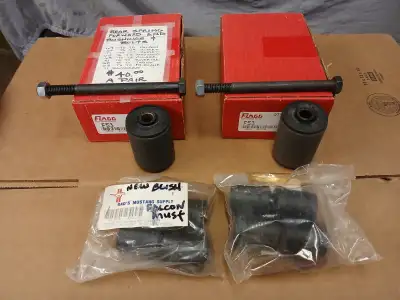 Complete set of rear spring bushings for 64 and 65 Mustang and Falcon, 2 front bushings and bolts an...