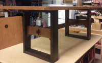 Solid quarter sawn oak tressel table