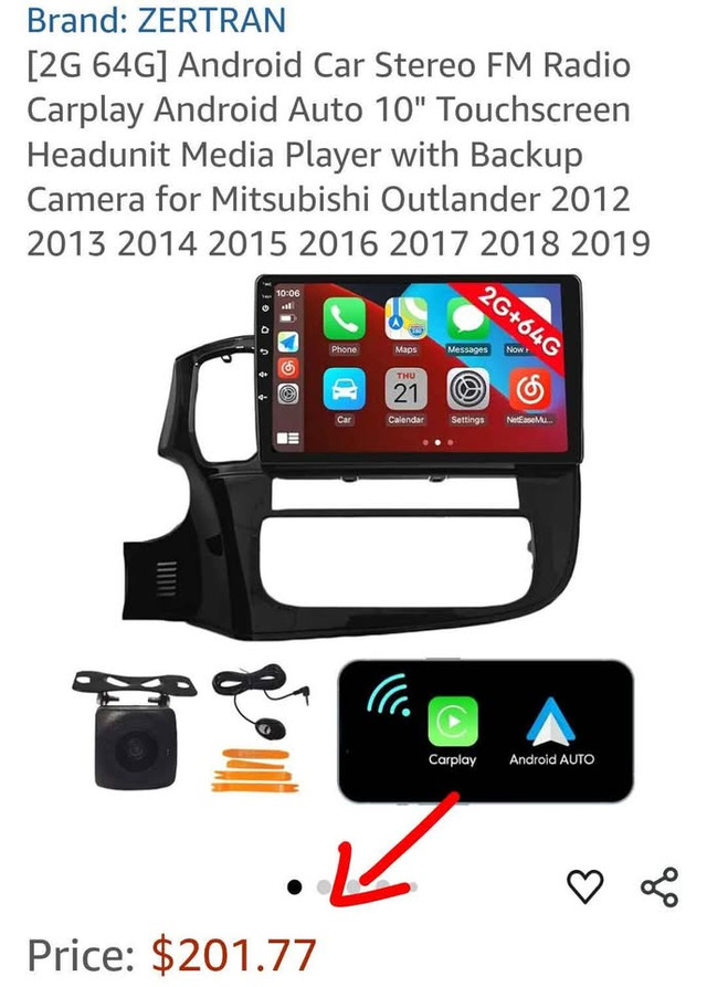 10.1" Mitsubishi Outlander 2012 to 2018 Android 13 Carplay Media in Audio & GPS in City of Toronto - Image 2