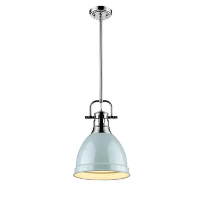 Duncan Small Pendant with Rod in Chrome with a Seafoam Shade, View more