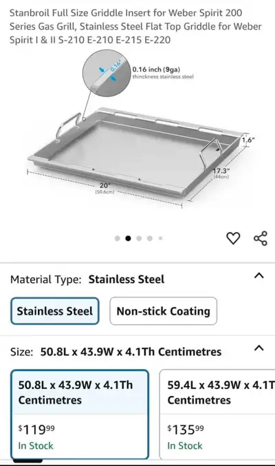 Brand New Sealed Pack Stanbroil Full Size Griddle Insert , View more