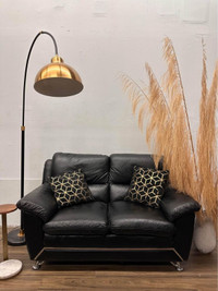 Premium Genuine Leather Top Grain EQ3 Couch Designer Black Sofa