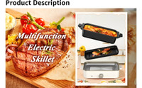 Multi-functional 3 in 1 Electric Skillet, Hot Pot, Electric Grid