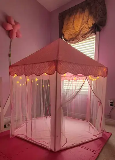 Girl Pink Play Tent with Star Lights, View more