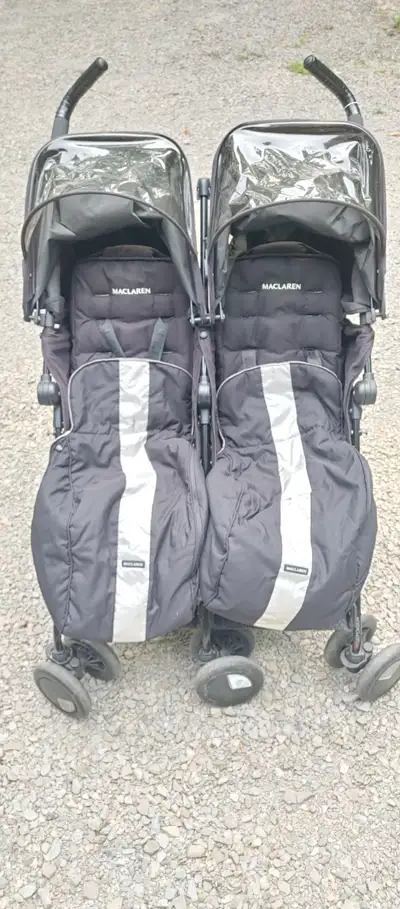 Maclaren Twin Techno Umbrella Stroller with Footmuffs, View more