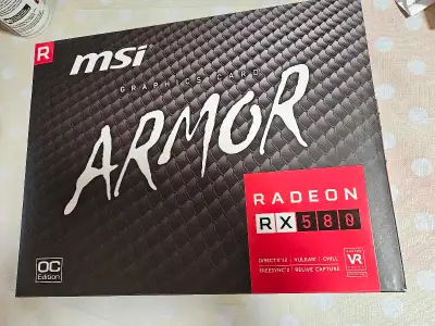 MSI Radeon rx580 Armor OC 8GB supports Directx 12, Vulkan, Freesync Comes with original packaging