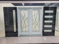 White Steel Double Door 66" with Full Wrought Iron