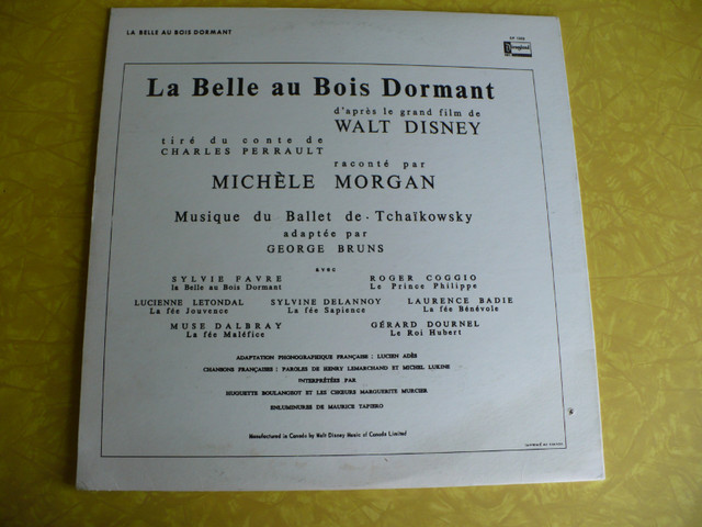 DISQUE VINYLE - LA BELLE AU BOIS DORMANT( WALT DISNEY ) M.MORGAN dans CD, DVD et Blu-ray  à Longueuil/Rive Sud - Image 3