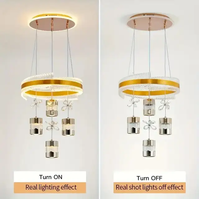 Modern LED Chandelier with Color-Changing Functionality (Golden) in Indoor Lighting & Fans in Kitchener / Waterloo - Image 3