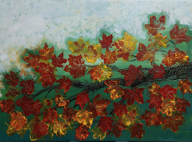 Original Painting - Leaves In Gold in Arts & Collectibles in Hamilton