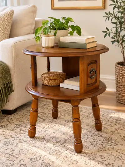 Vintage Wooden Maple Side Table – 2-Tier , View more