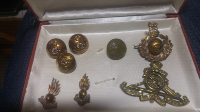 Vintage Military badges and buttons., View more