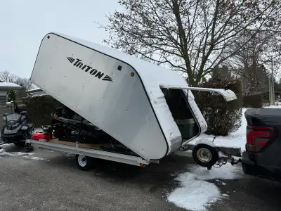 Triton aluminum snowmobile trailer - has aluminum ramp - new axle and extra frame support - new tire...