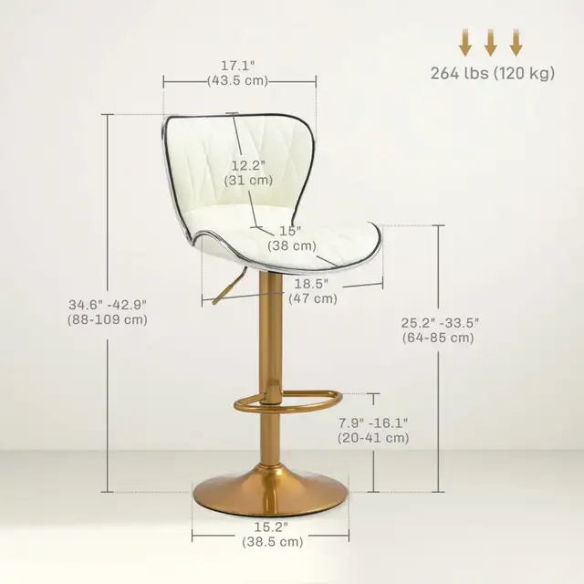 Counter Height Bar Stool, Adjustable Height Bar Chairs in Chairs & Recliners in Markham / York Region - Image 3