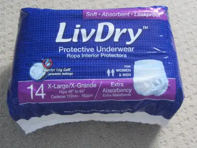 Sealed Pack Of 14 Liv Dry Protective XL Underwear - Women & Men, View more