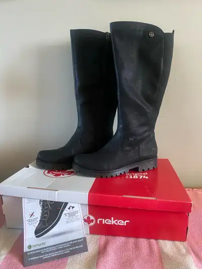Rieker’s Black New Leather Boots Size 9, View more