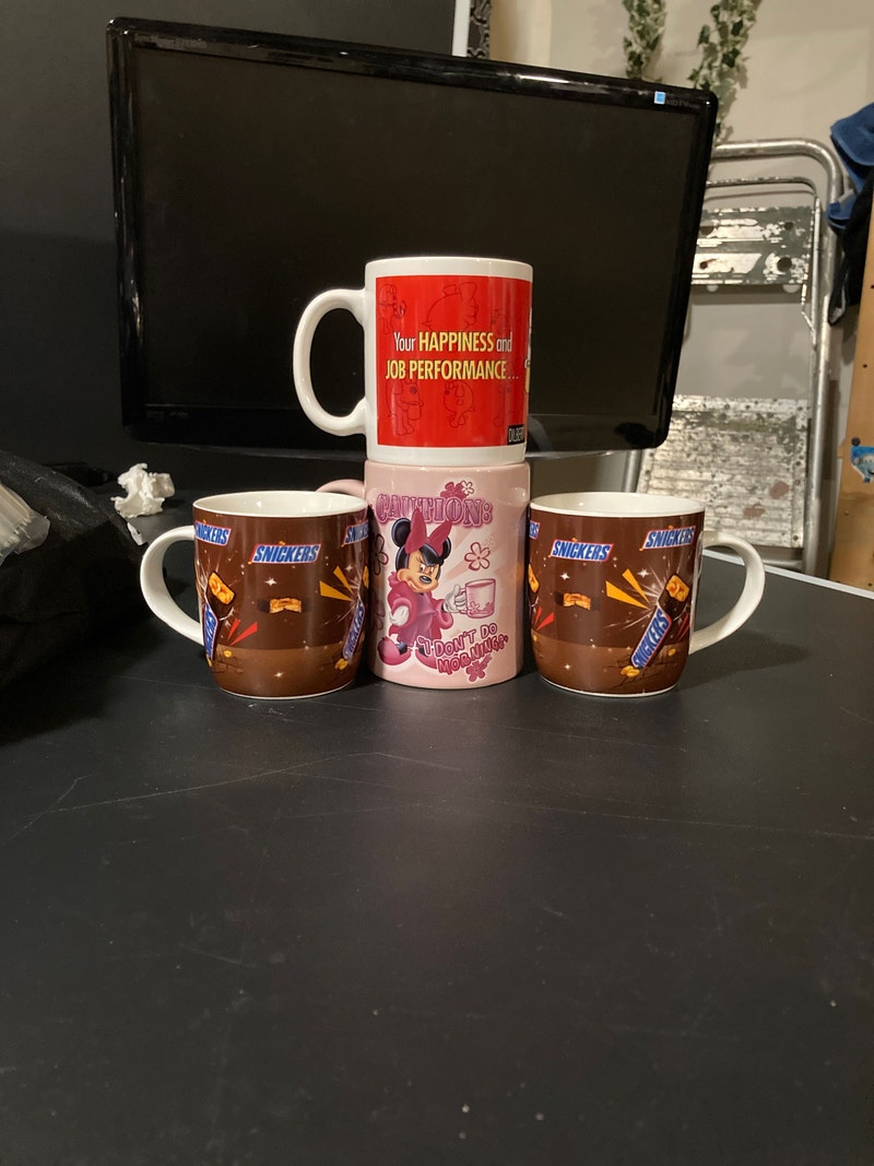 4 mugs, Disney Orlando, Dilbert, and matching snickers | Kitchen ...