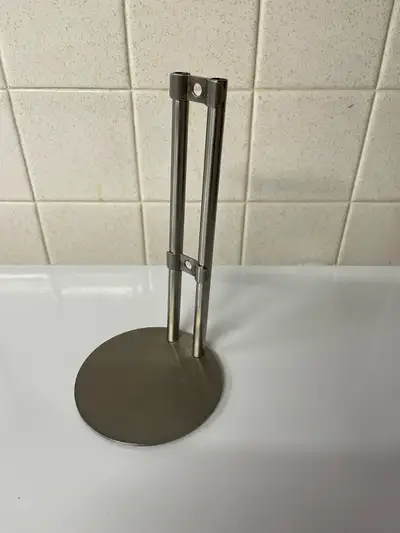 An Orb Audio stainless steel speaker stand that accommodates two 4” spherical Orb Audio speakers. In...