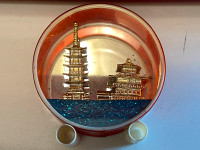 Japanese temple Diorama Mirrored red plastic gold city scene