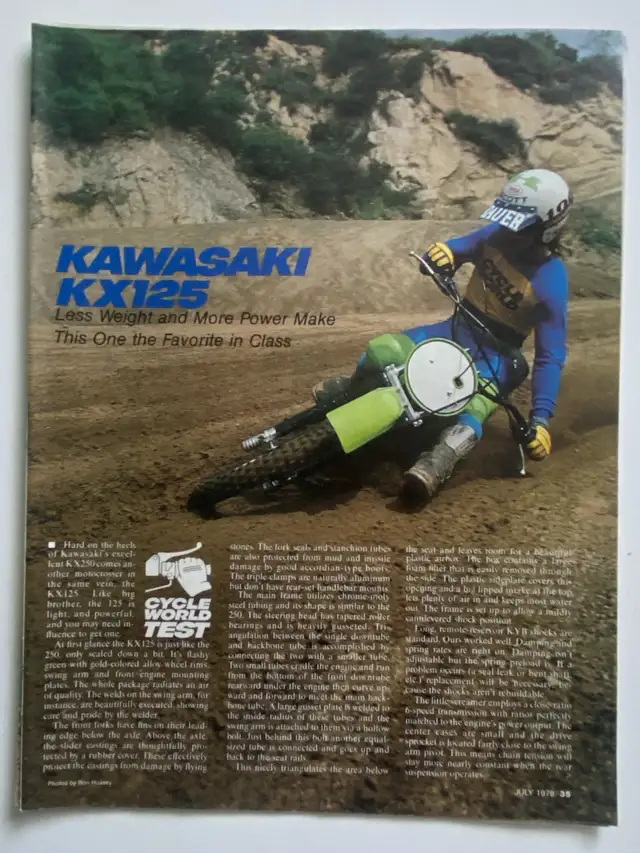 1978 Kawasaki KX125 Original 6 pg Article 
