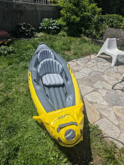 Intex K2 Explorer inflatable kayak. no leaks last time out and still seems solid. One seat came apar...