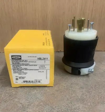 Hubbell HBL2411 20A, 125/250V Male Twistlock Plug, View more