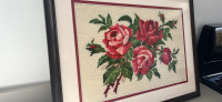 Framed Cross Stitch - Roses