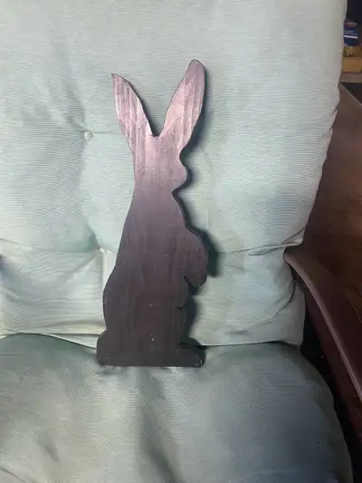 For sale Homemade Wooden black Shadow Figure Rabbit Look great in flower beds,screwed to fence,Ect c...