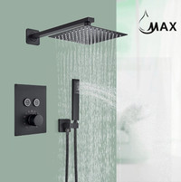 Thermostatic Square Shower System Two Functions With Valve Black