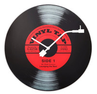 Retro Glass LP Music Record Album Wall Clock - works!