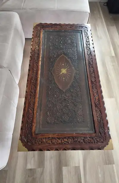 Carved Wood Coffee Table, View more