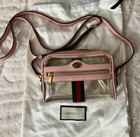 100% Authentic Gucci pink PVC leather mini ophidia transparent
