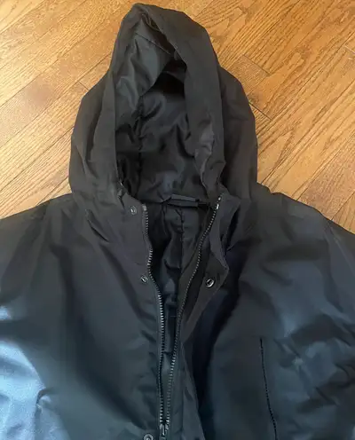 New George Men's Black Hooded Long Jacket / Coat - Size Large, View more