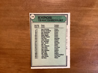 1979 O-PEE-CHEE UNMARKED MONTREAL EXPOS CHECKLIST Card # 349.