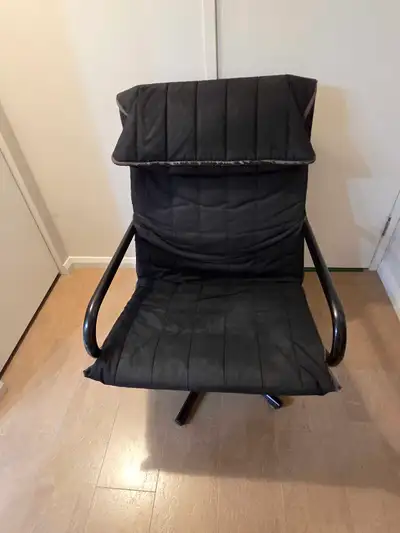 Fauteuil pivotant en tissus (coton) noir , View more