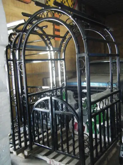 Beautiful handcrafted metal arbor Powder coated painted black Great addition to any garden or walkwa...